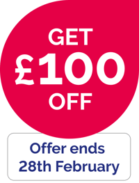 Get £100 off - offer ends 28th February