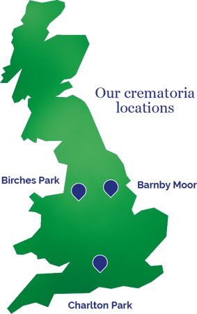 Pure Cremation's owned crematoria locations in the UK