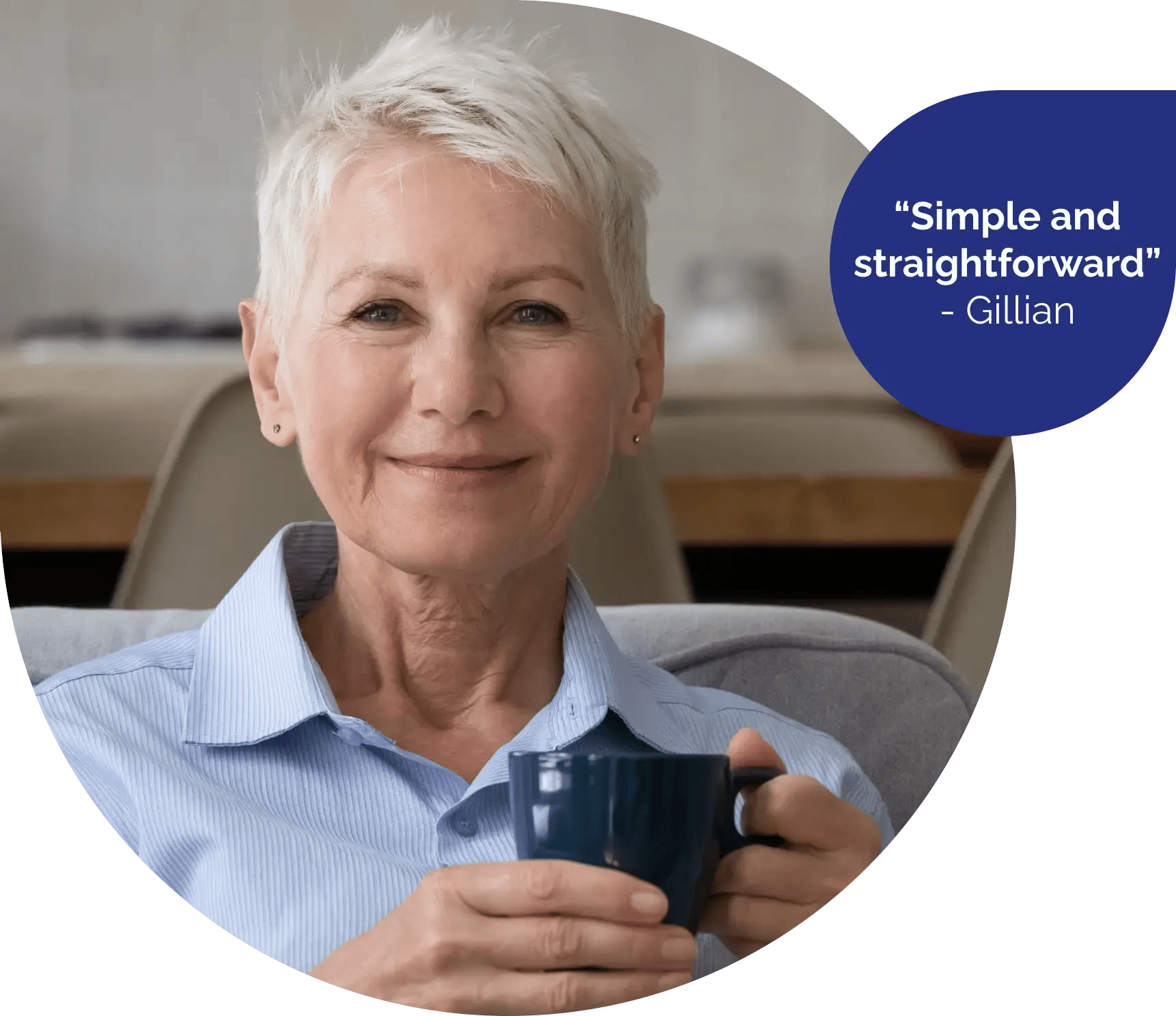 Photo of Gillian and her testimonial - "Simple and straightforward"