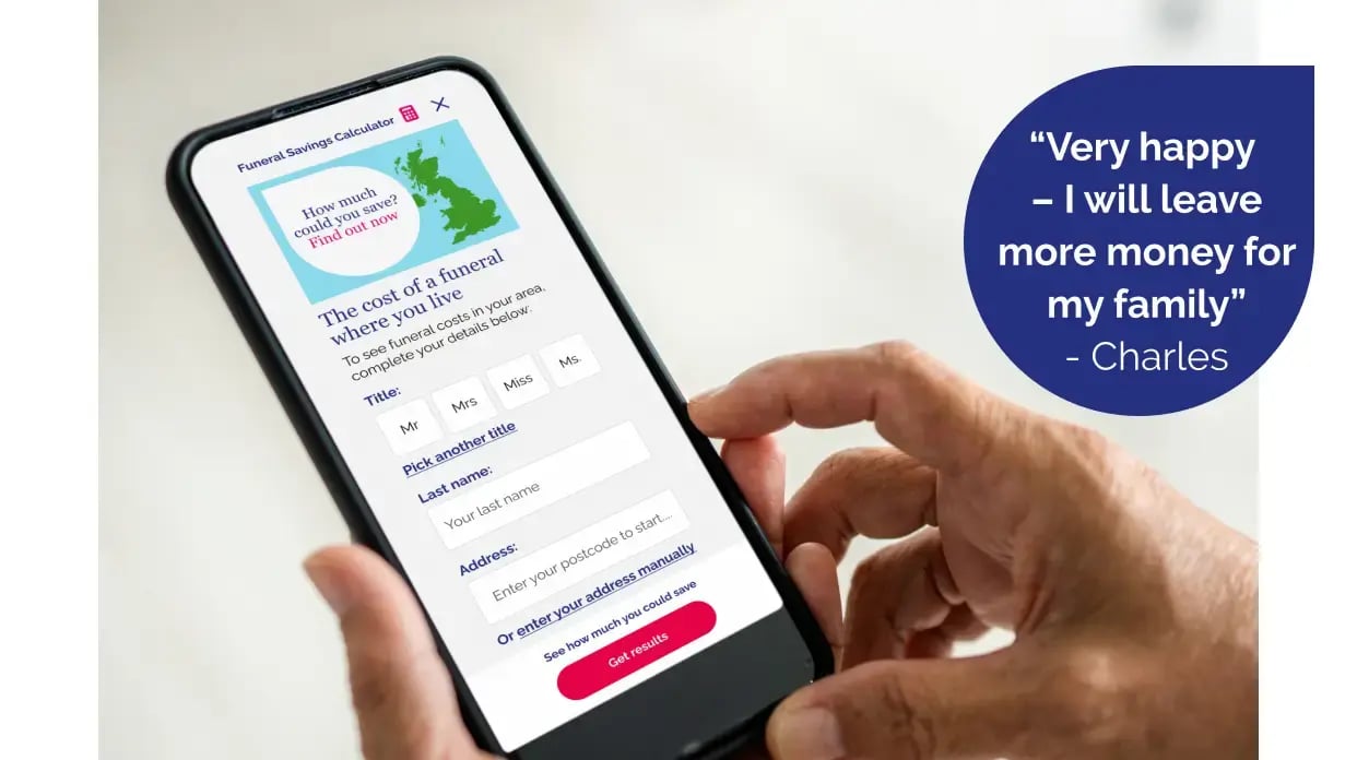 Savings calculator on a mobile phone screen