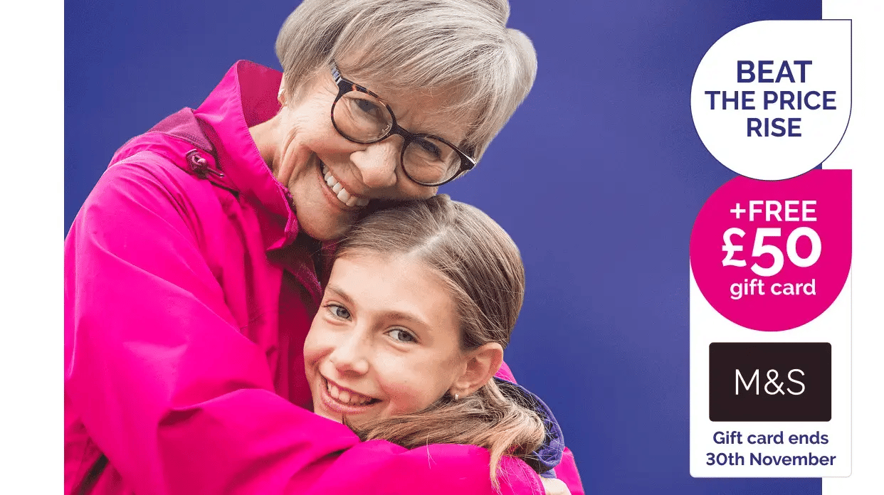 Free £50 gift card - offer ends 30th November.