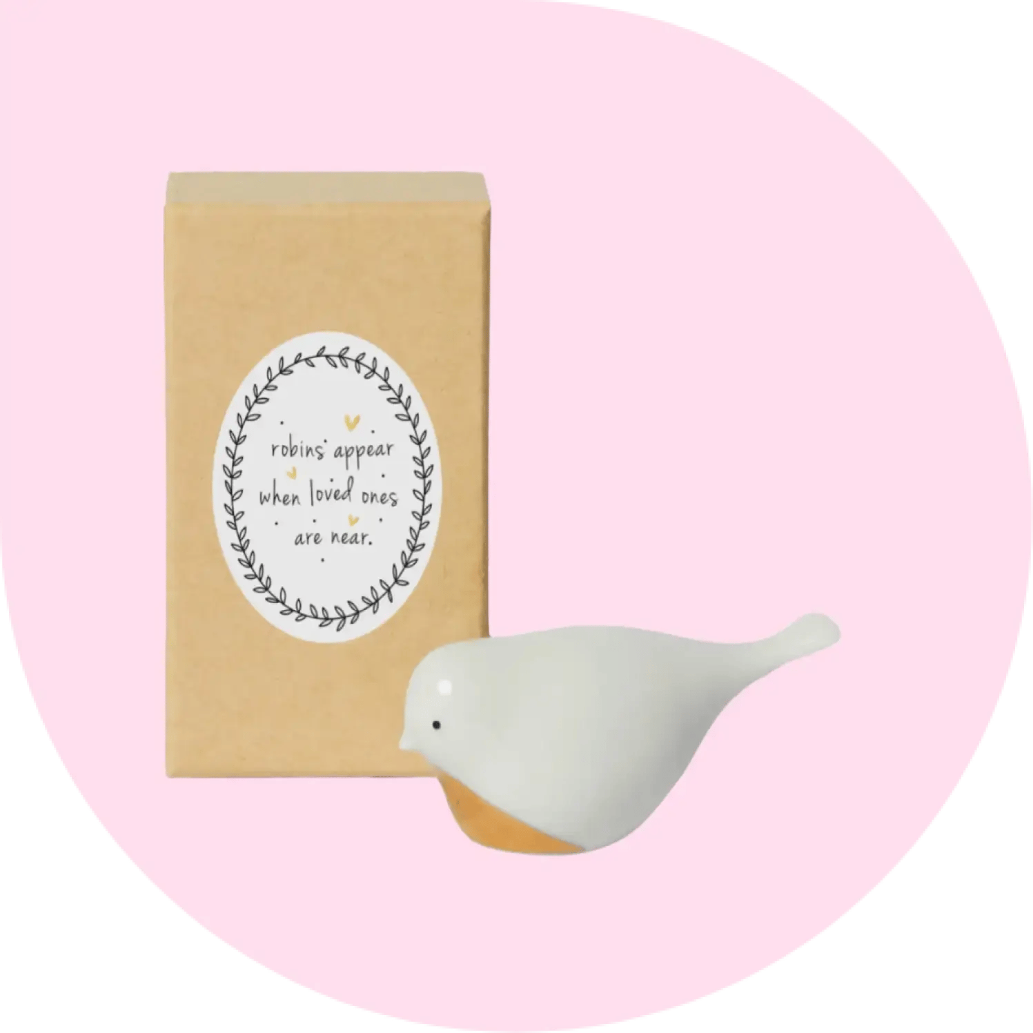 A white and orange robin figure