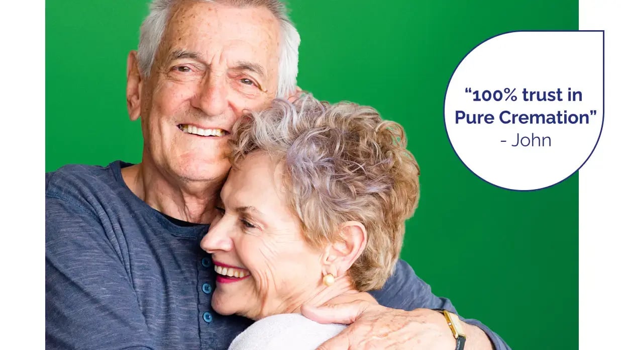 "100% trust in Pure Cremation'" by John photographed.