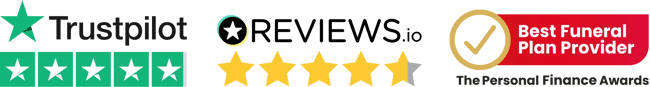 Our award logos - Trustpilot, Reviews.io, Best Funeral Plan Provider Our award logos - Trustpilot, Reviews.io, Best Funeral Plan Provider