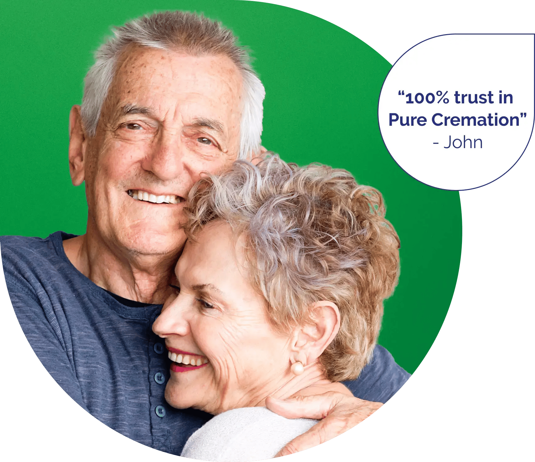 "100% trust in Pure Cremation'" by John photographed.
