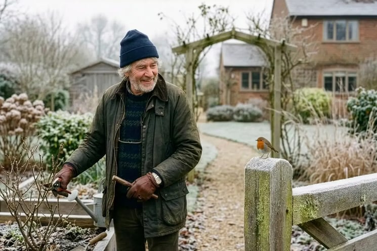 A gardener spotting a robin