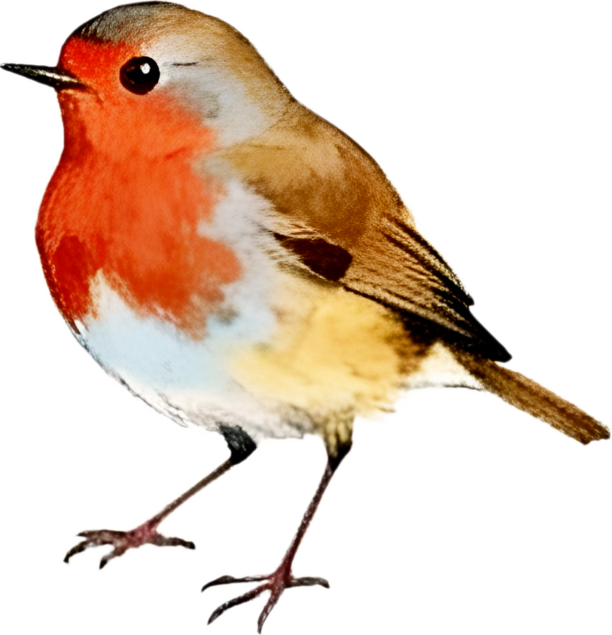 An illustrated robin facing left